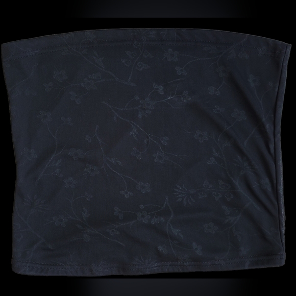 SALE 3 for $20 Vintage Black Floral Crop Tube Top Sz M - Picture 1 of 5
